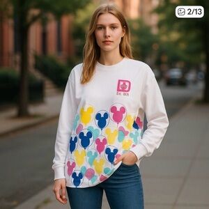 Disney White and Pink Sweatshirt